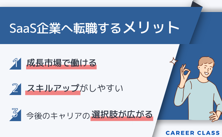 SaaS企業へ転職するメリットをまとめたイメージ画像