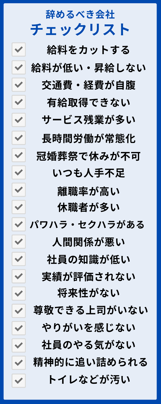 辞めるべき会社チェックリスト